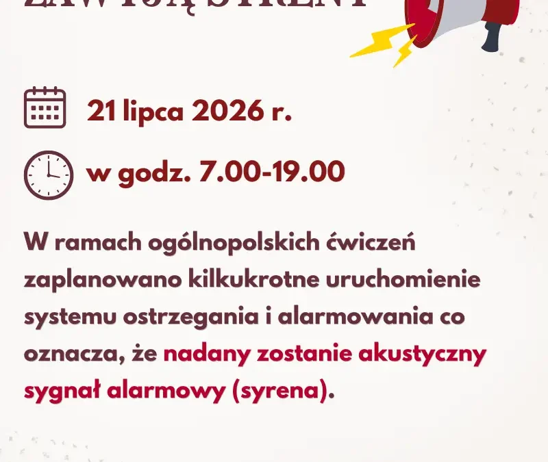 „ALARM-2026” – ogólnopolskie ćwiczenia ostrzegania i alarmowania już 21 lipca