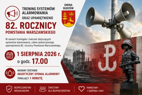 1 sierpnia 2026 – trening systemów alarmowania w Budzowie