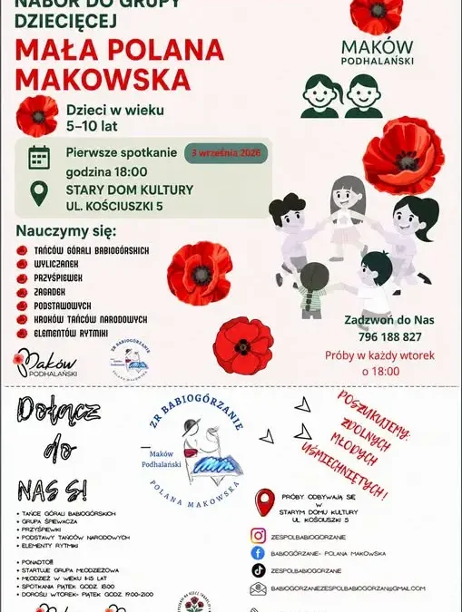 Nabór do Zespołu Babiogórzanie – Polana Makowska w Makowie Podhalańskim