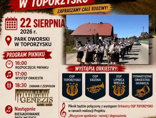 Piknik Strażacki w Toporzysku już jutro – cztery orkiestry i zabawa z zespołem Genezis