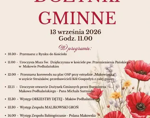 Dożynki Gminne 2026 w Makowie Podhalańskim – program i atrakcje