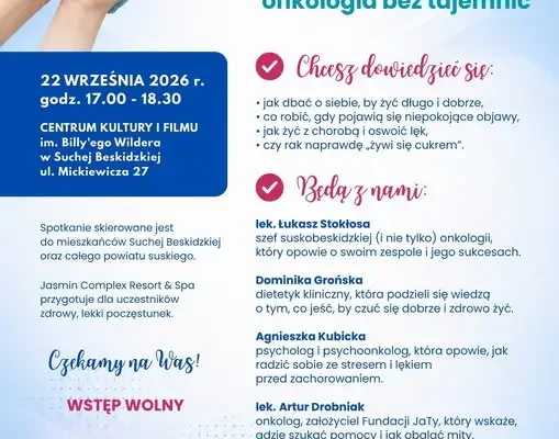 Sucha Beskidzka: spotkanie o onkologii bez tajemnic już 22 września