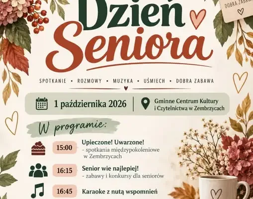 Dzień Seniora w Zembrzycach – zaproszenie na 1 października